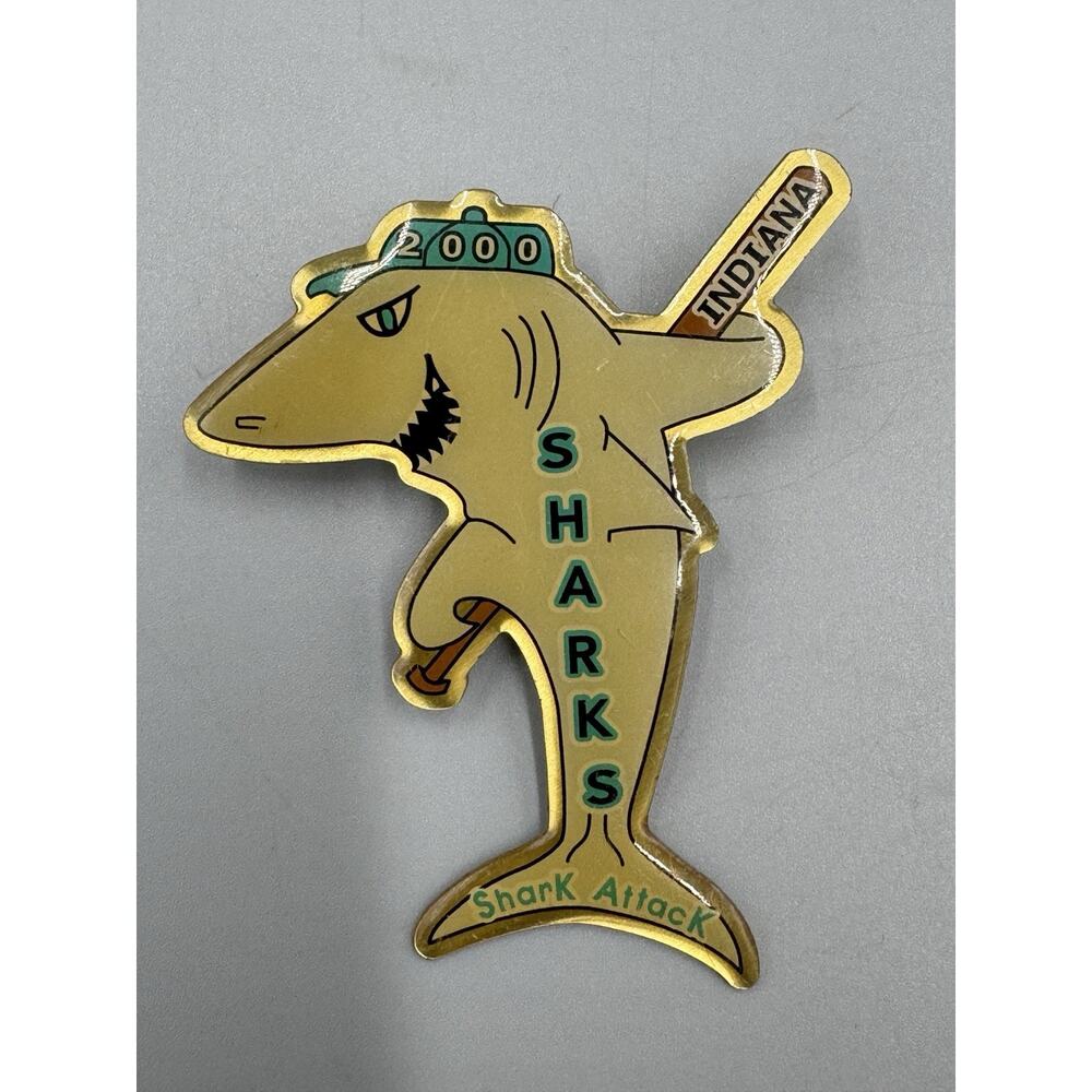 Vintage Sharks Shark Attack Indiana Softball Sports Lapel Pin